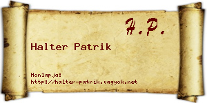 Halter Patrik névjegykártya
